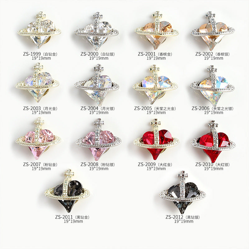 Rotating 3D crystal butterfly & Crystal Shiny Heart Shape Planet & Metal Planet