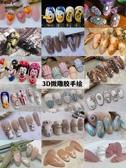 customize handmade carving nails\water color nails\wedding nails