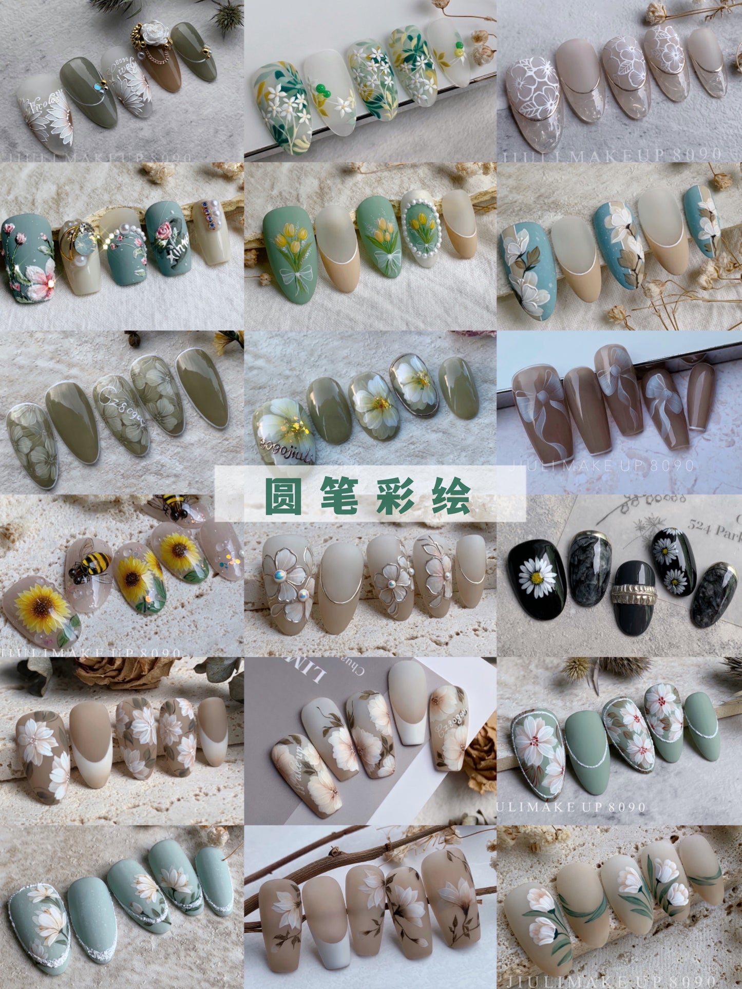 customize handmade carving nails\water color nails\wedding nails