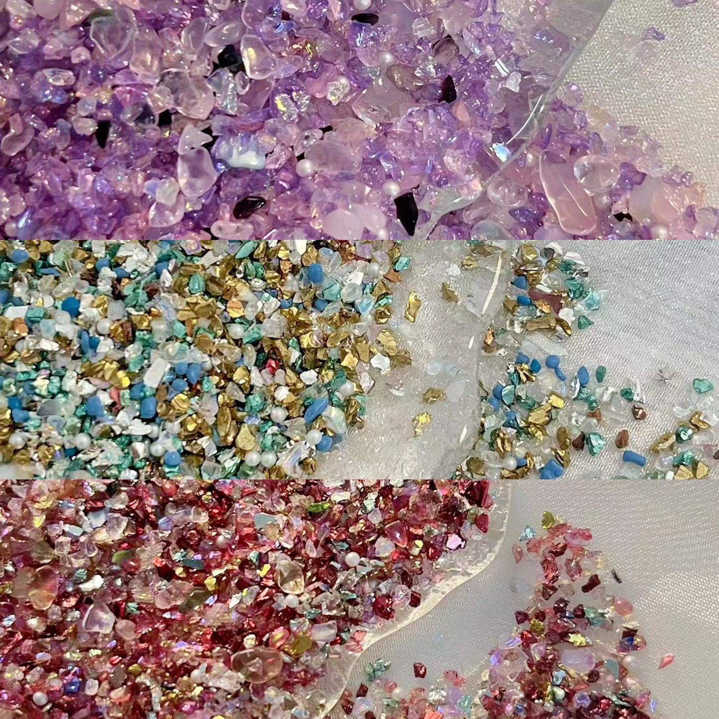 Shining Glass Stone (3mm & 6mm) & Big Shining Diamond & Colorful Glitter & Colored Gravel