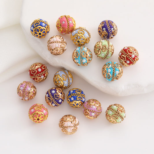 18mm Nepal Beads Gold Totem high touch with ryhstone clay beads -2 (5piece/bag)