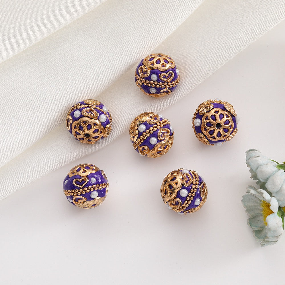 18mm Nepal Beads Gold Totem high touch with ryhstone clay beads;(5piece/bag)