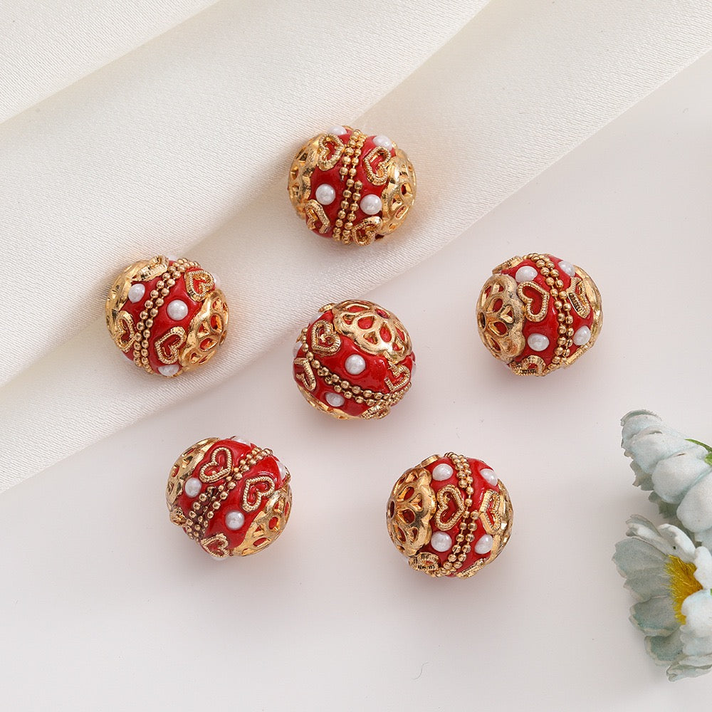 18mm Nepal Beads Gold Totem high touch with ryhstone clay beads;(5piece/bag)