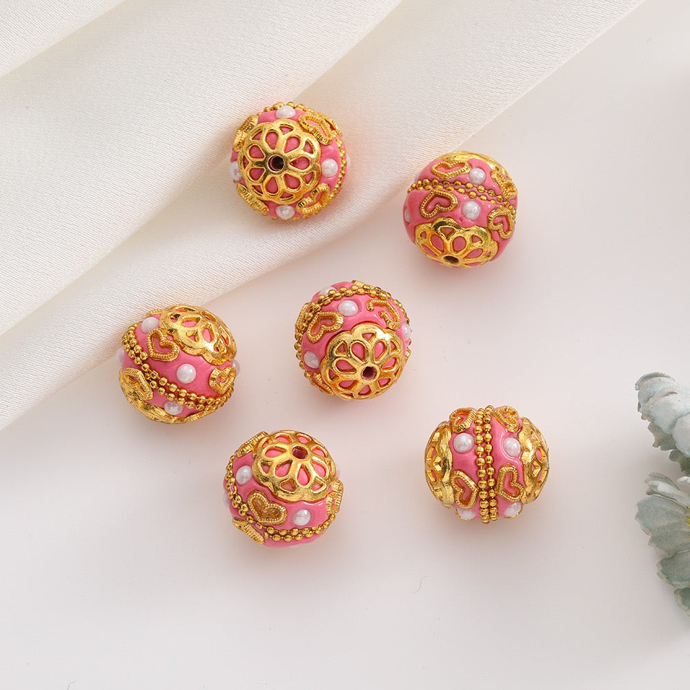 18mm Nepal Beads Gold Totem high touch with ryhstone clay beads;(5piece/bag)