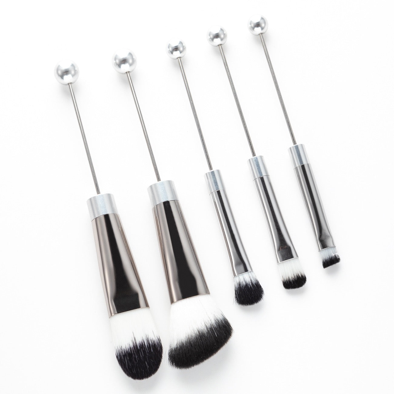 5Pcs Makeup Brush Sets Girl DIY Handmade Add Beads Beadable Makeup Brushes for Girly Gift