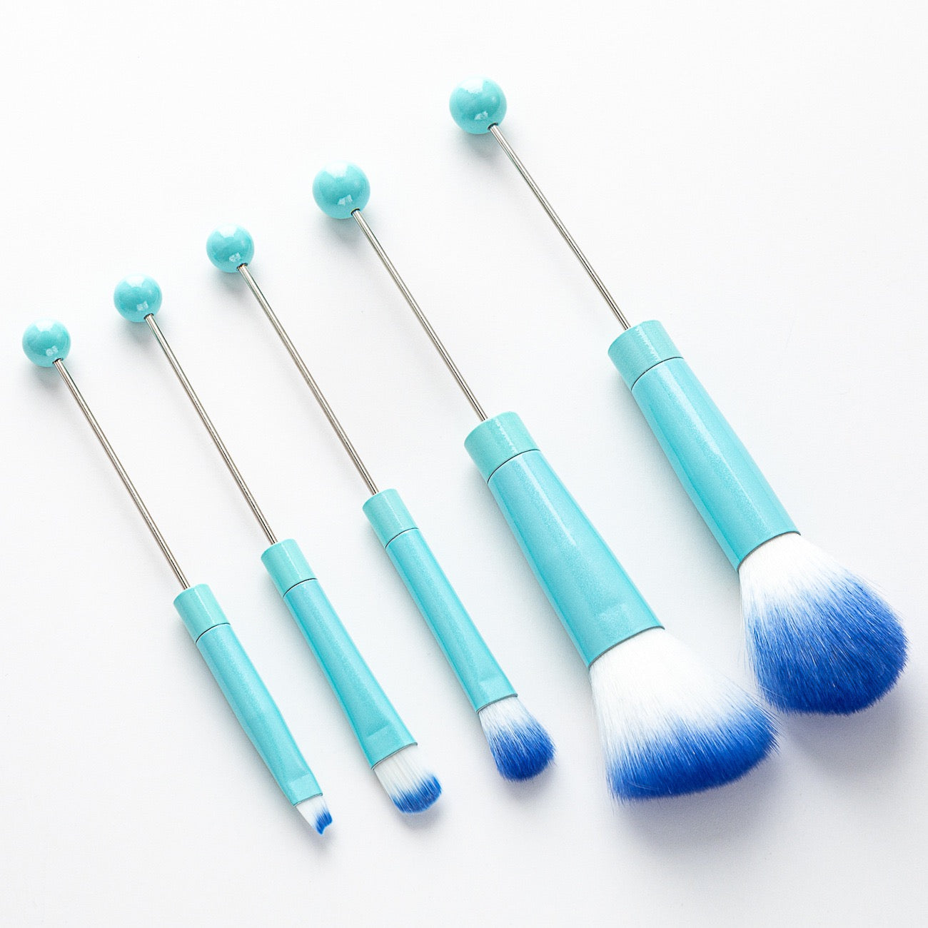 5Pcs Makeup Brush Sets Girl DIY Handmade Add Beads Beadable Makeup Brushes for Girly Gift