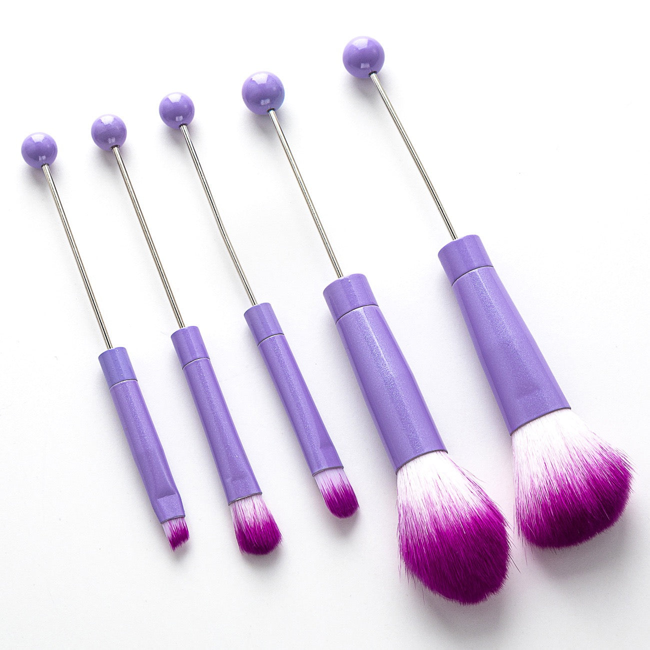 5Pcs Makeup Brush Sets Girl DIY Handmade Add Beads Beadable Makeup Brushes for Girly Gift