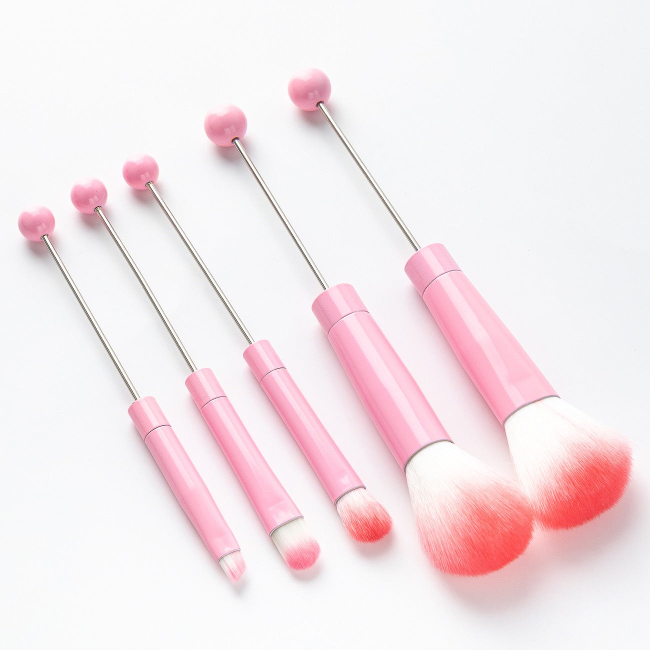 5Pcs Makeup Brush Sets Girl DIY Handmade Add Beads Beadable Makeup Brushes for Girly Gift