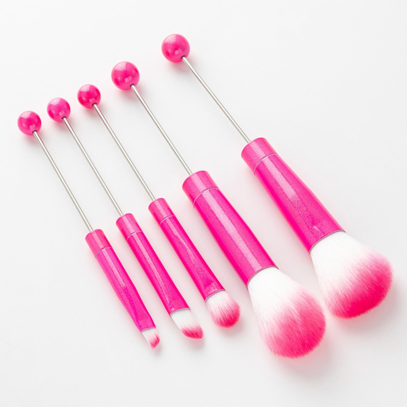 5Pcs Makeup Brush Sets Girl DIY Handmade Add Beads Beadable Makeup Brushes for Girly Gift