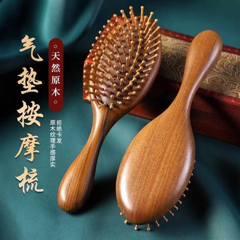 Wooden Hair Brush Wood Comb, One-piece Design, Reduce Frizz and Static, Massage Scalp, Detangling Wooden Paddle Hairbrush Wooden Comb for Women Girl Kids