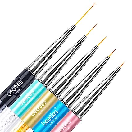 Beetles Gel Polish Nail Art Liner Brushes 5Pcs Painting Art Design Pen Set Diamond Application Rhinestone Handle Dotting Drawing Sizes 5 7 9 11 20mm