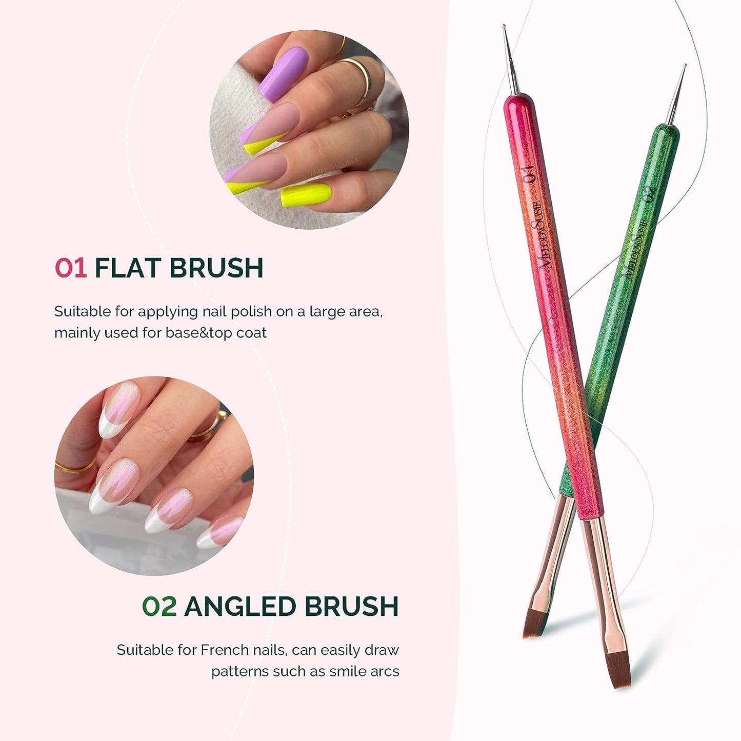 Nail Art Brushes Set,7pcs Professional Pen and Painting Palette Nail Gel Mixed Color,Gradient Fashion Design for Home DIY Salon Use