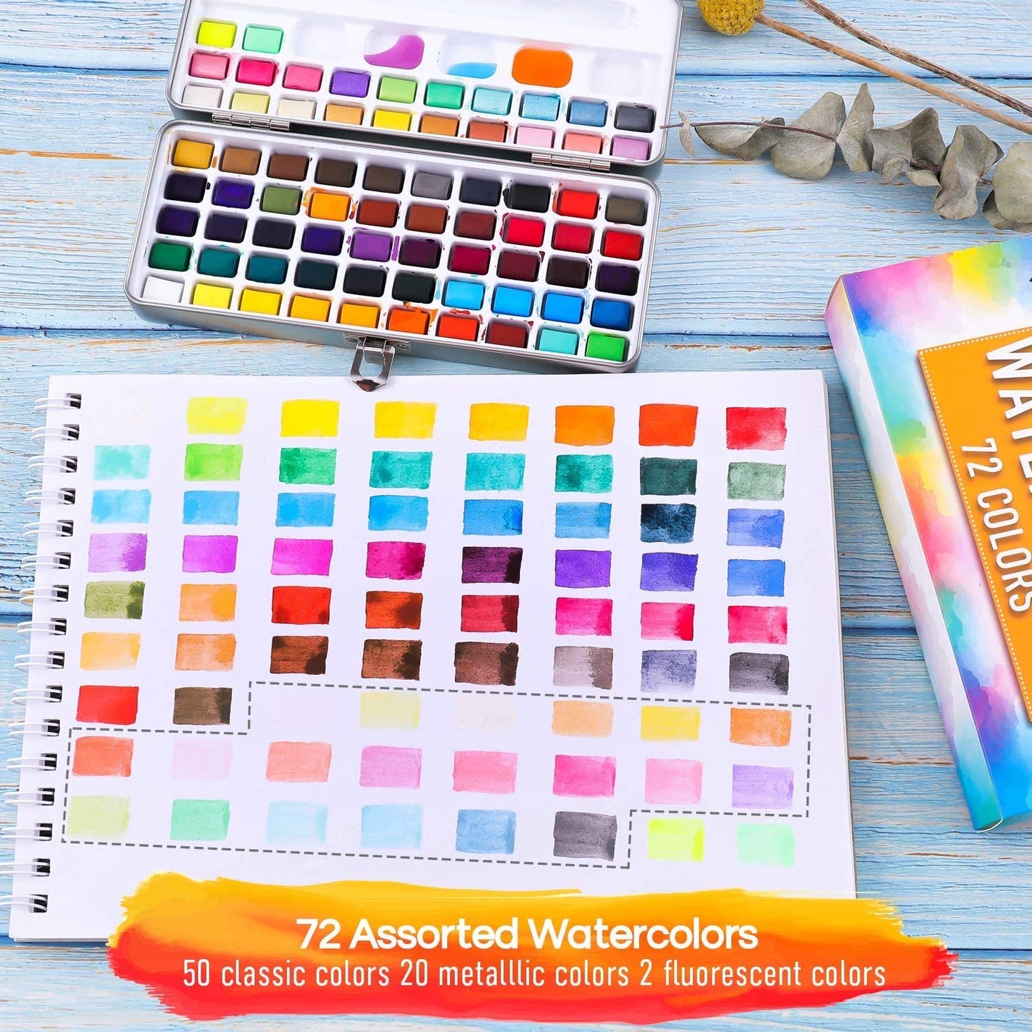 Value pack-Watercolor Set of 72 + 6 PCs Miniature Brush
Set