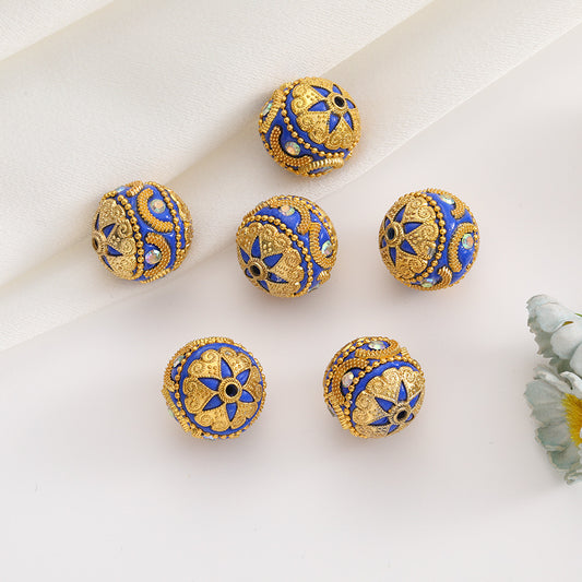 18mm Nepal Beads Gold Totem high touch with ryhstone clay beads;(5piece/bag)