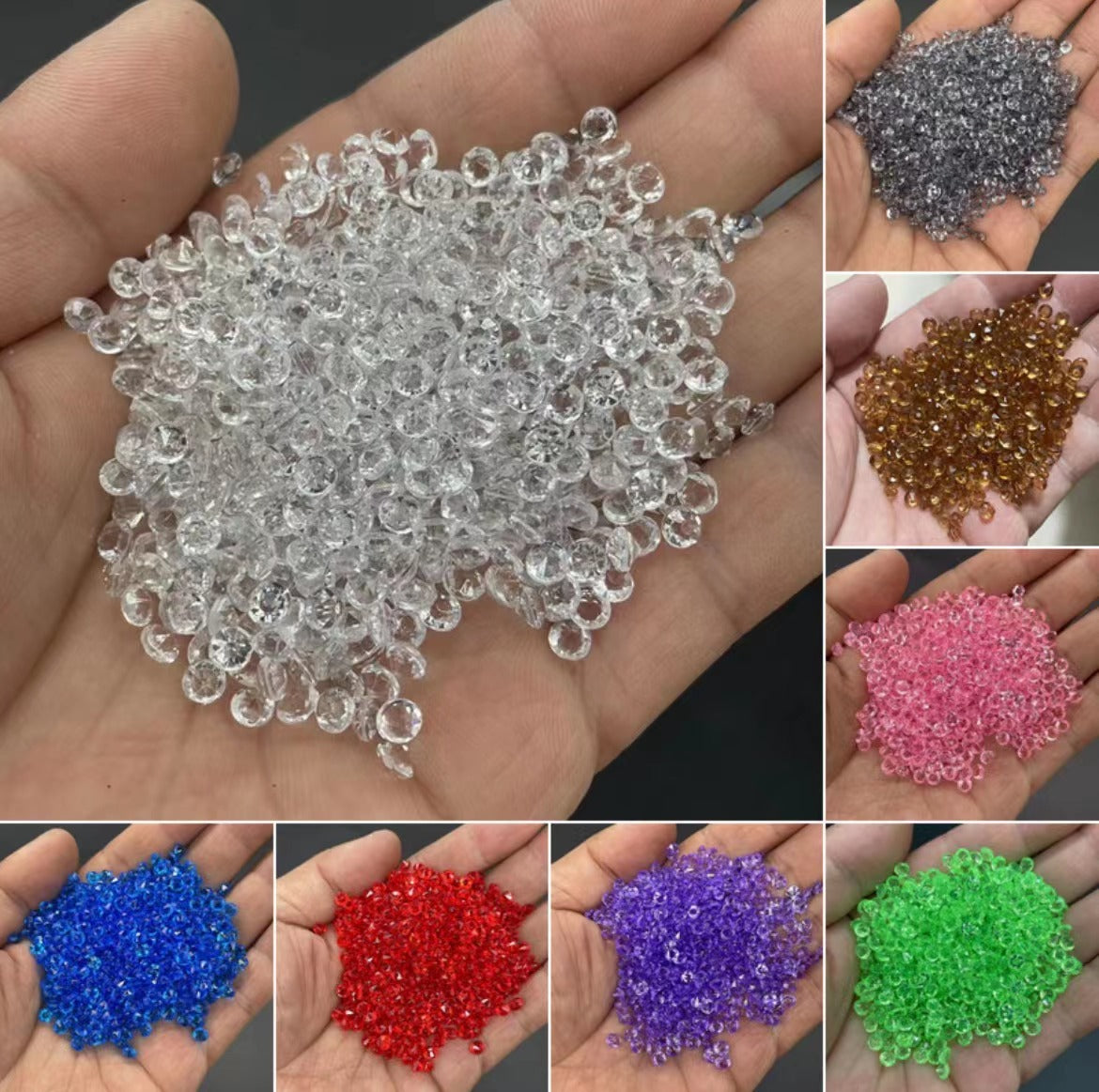 Shining Glass Stone (3mm & 6mm) & Big Shining Diamond & Colorful Glitter & Colored Gravel