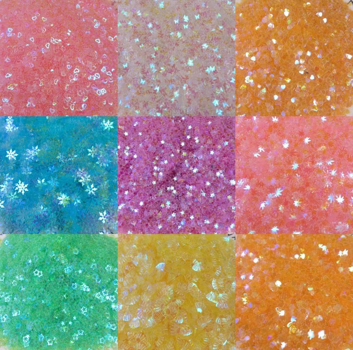 Shining Glass Stone (3mm & 6mm) & Big Shining Diamond & Colorful Glitter & Colored Gravel