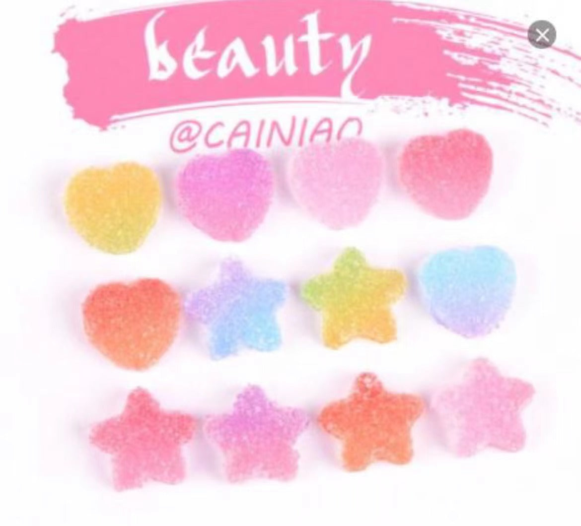 Macaron colored Candy Heart-shape Sailor-moon Flowers Ballet Shoes DIY Resin Charms (9 types)