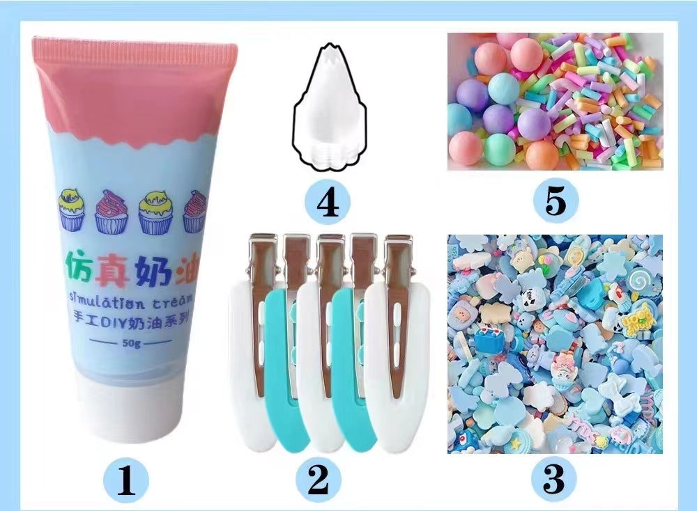 Cream glue hair clip DIY handmade bag material bag cute resin accessories clip set