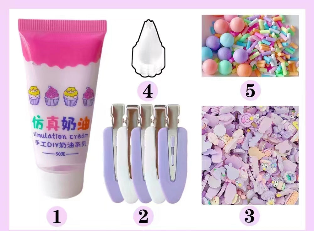 Cream glue hair clip DIY handmade bag material bag cute resin accessories clip set