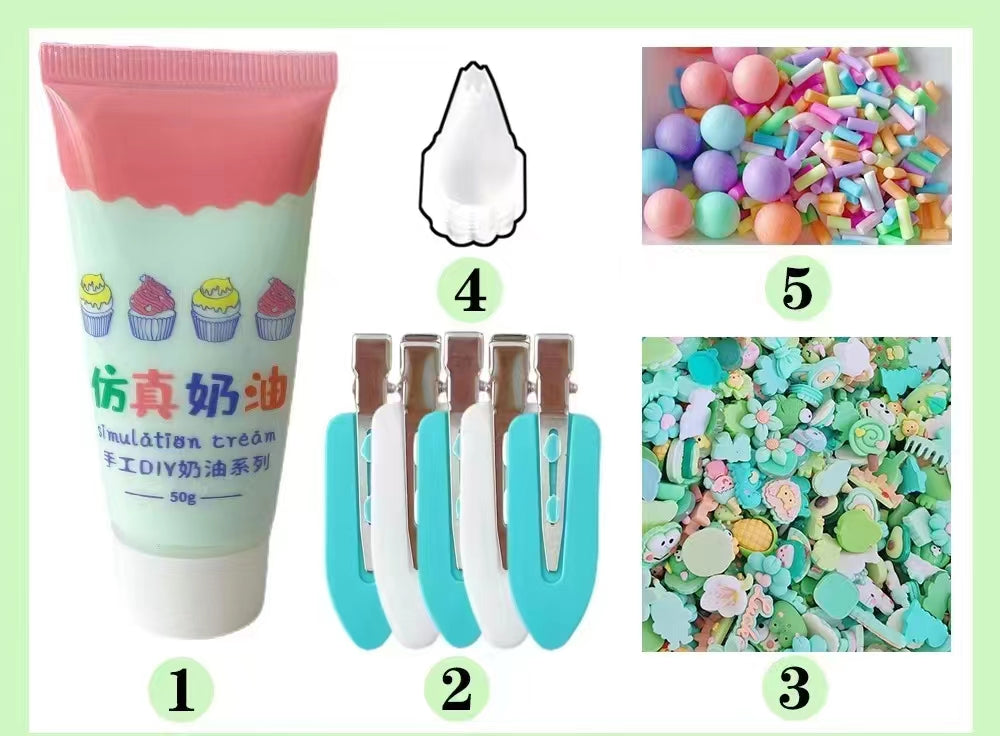 Cream glue hair clip DIY handmade bag material bag cute resin accessories clip set