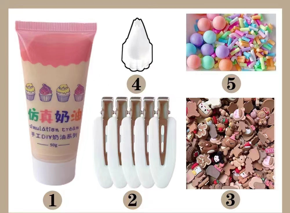 Cream glue hair clip DIY handmade bag material bag cute resin accessories clip set