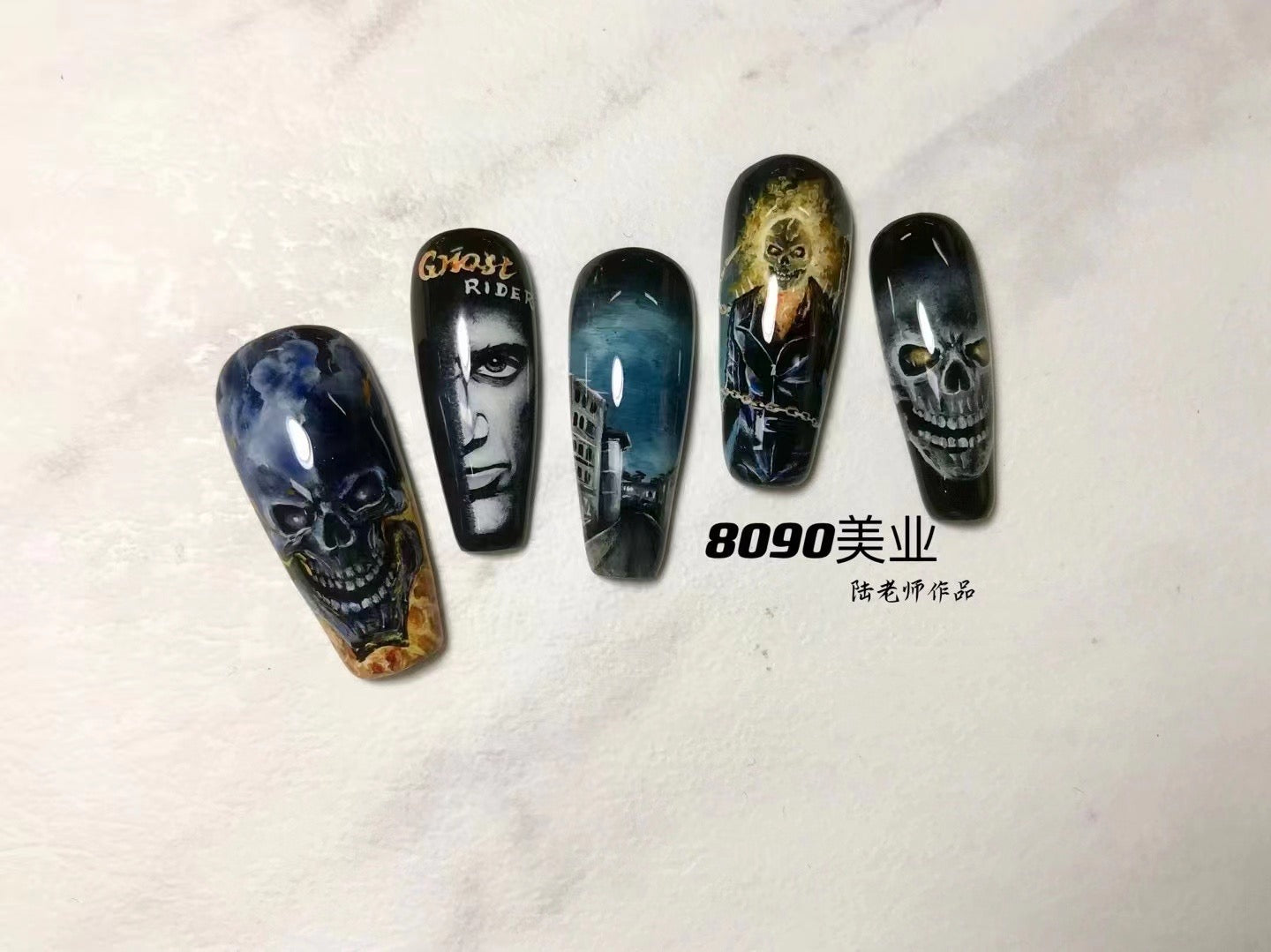 customize handmade carving nails\water color nails\wedding nails