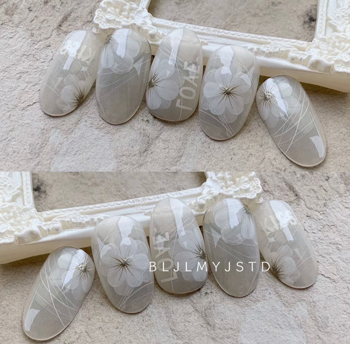 customize handmade carving nails\water color nails\wedding nails