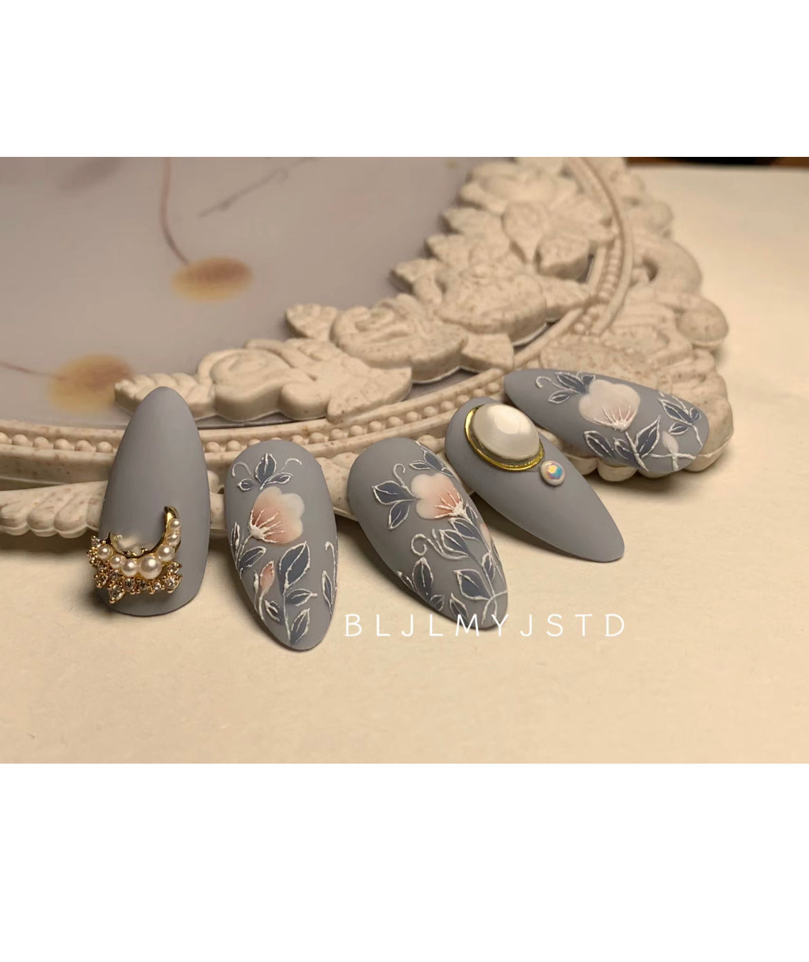 customize handmade carving nails\water color nails\wedding nails